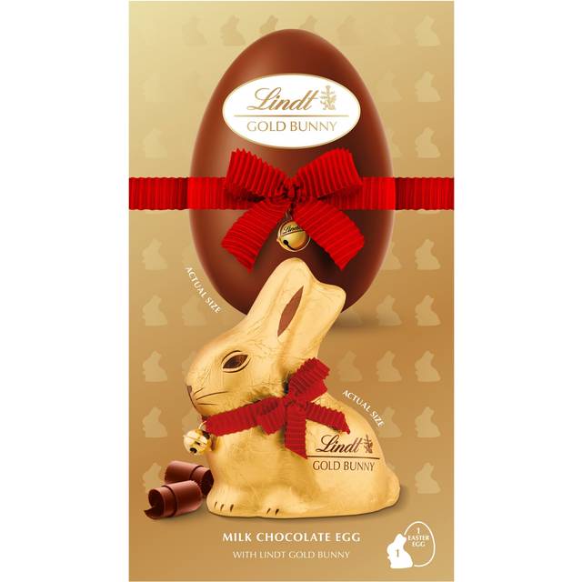 Lindt Milk Chocolate Egg With Lindt Gold Bunny 195g
