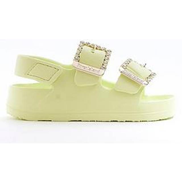 River Island Mini Girls Double Buckle Sandals - Lime Green, Green, Size 5 Younger