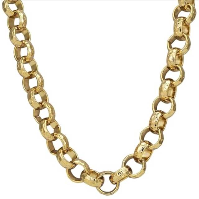 12mm gold 18k gf diamond cut pattern belcher chain - 20 inch
