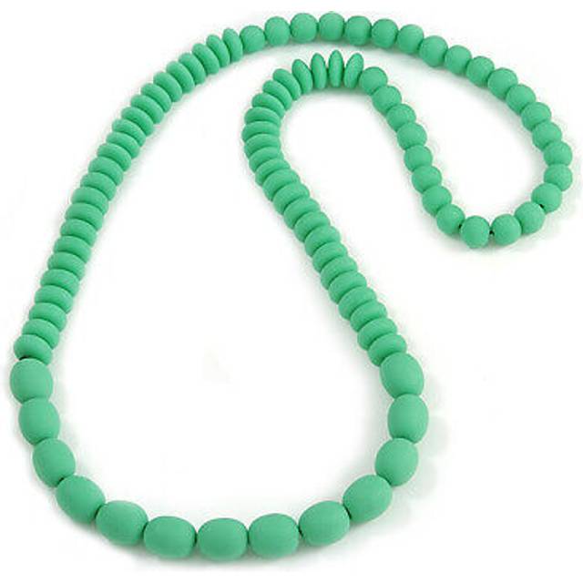 Long chunky resin bead necklace in light green - 86cm long