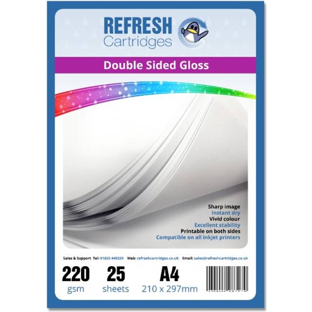Refresh Cartridges Double Sided Glossy A4 Professional Inkjet Photo Paper 220gsm - 25 Sheets