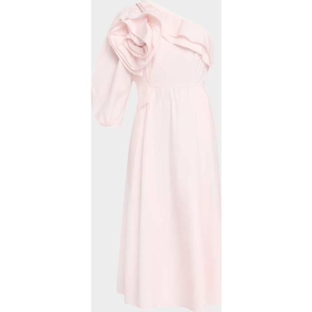 Dorothee Schumacher Floral-applique asymmetric poplin midi dress - pink (UK 18)