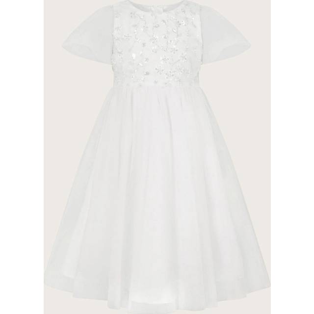 Monsoon Kids' Beaded Communion Dress, White