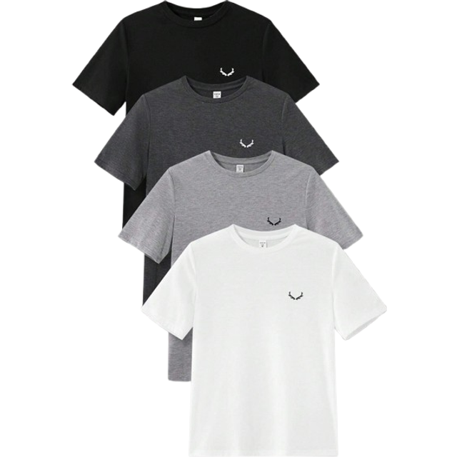 SHEIN Teen Boy Casual Solid Color Round Neck Casual Knitted Short Sleeve T-Shirt, Multicolor Set Of 4 Pieces/4 Sets