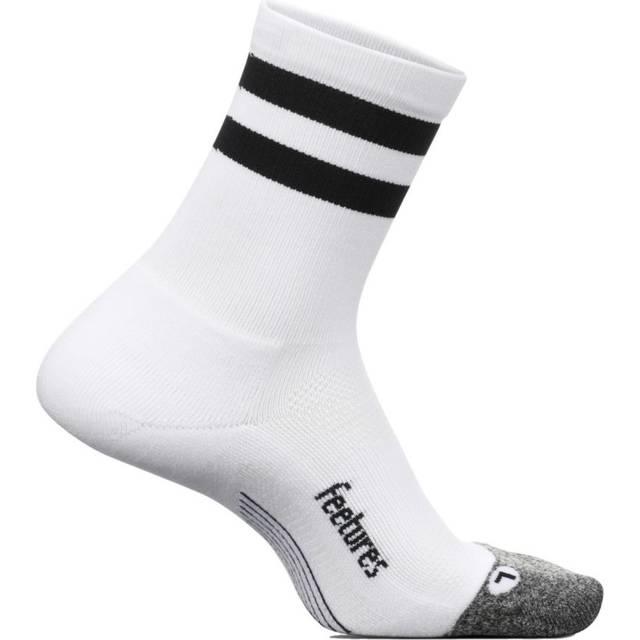 Feetures Elite Light Cushion Mini Crew Running Socks - White High Top Stripe / XL UK11.5-14.5