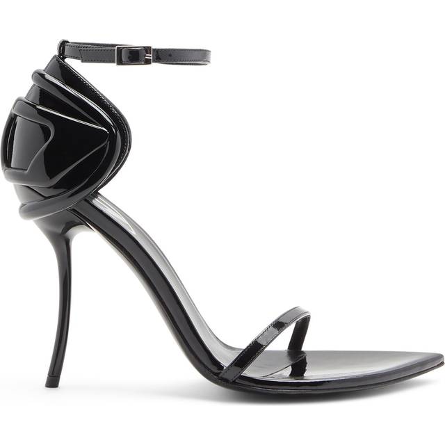 Diesel - D-Ten & Half-Sandale à talon aiguille en cuir verni et satin - Sandales - Femme - Noir