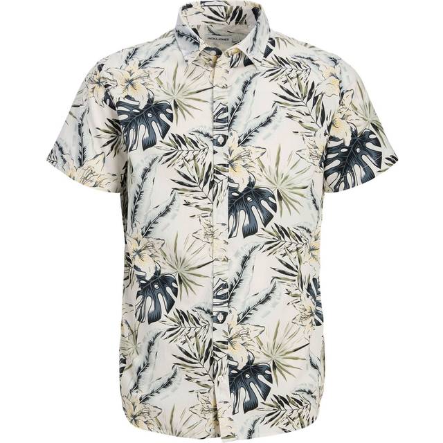 Jack & Jones Junior - Skjorta jjHawaii Aop Shirt SS Jnr - Vit