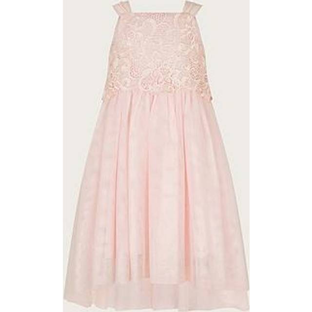 Monsoon Kids' Anna Lace Bodice Maxi Dress, Pale Pink