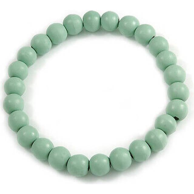 Chunky pastel mint round bead wood flex necklace - 44cm long