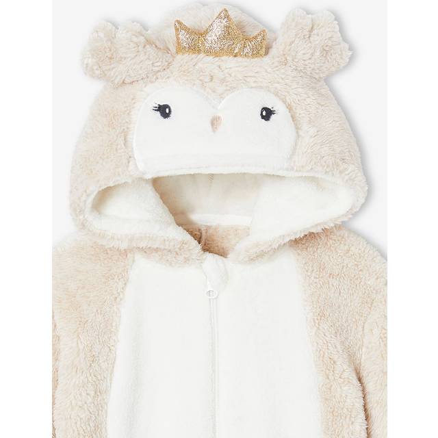Christmas Owl Onesie Pyjama for Girls marl beige