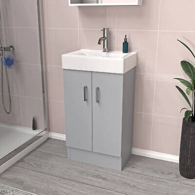 Nes Home 450mm Matte Grey Freestanding Vanity Unit with Basin