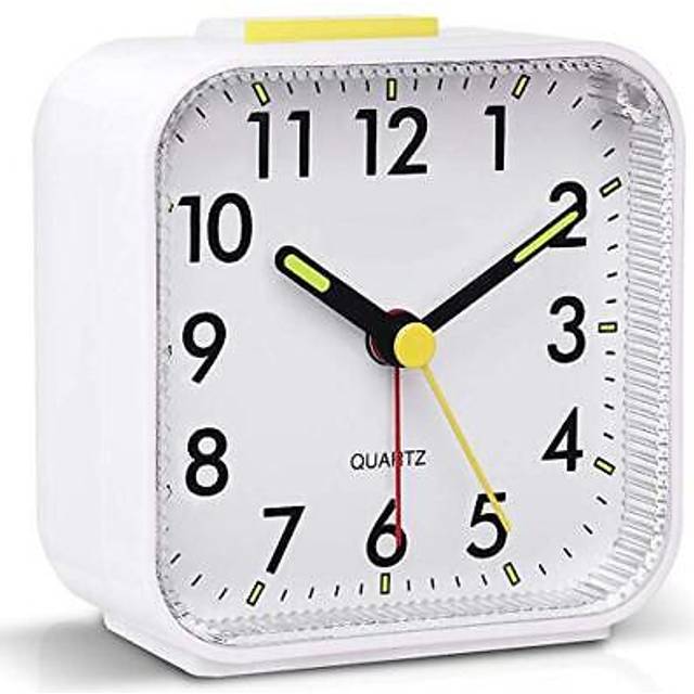 Tisaika Silent Alarm Clocks Bedside Non Ticking Battery Powered Table Clocks Luminous Large Display Snooze Light Function for Bedroom Office