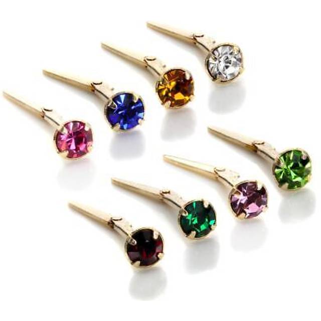 9ct yellow gold andralok 3mm round crystal nose stud pin - 16 colours