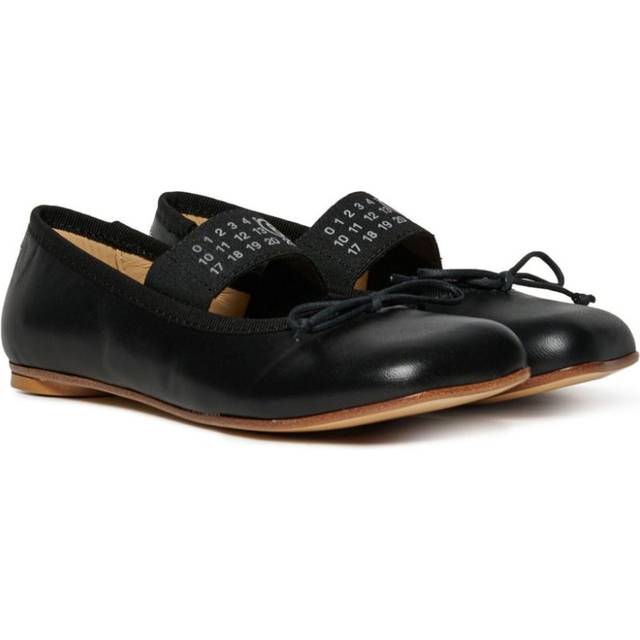 MM6 Maison Margiela Kids - logo-print ballet flats - kids - Polyester/Sheepskin/Calf Leather/Calf Leather/Rubber - 36 - AH990 BLACK