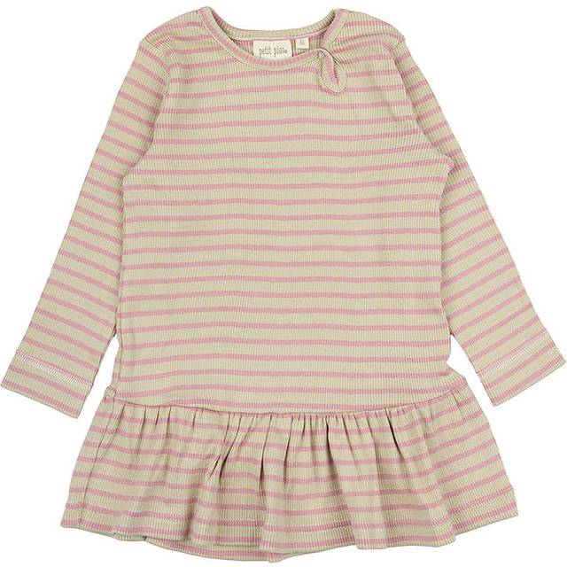 PETIT PIAO Dress L/S Modal Striped |Beige |104