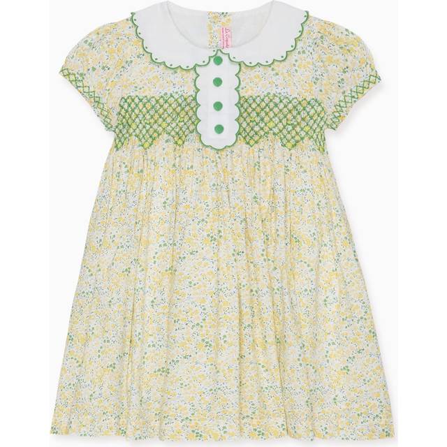 Yellow Floral Coco Girl Hand-Smocked Dress - 4Y