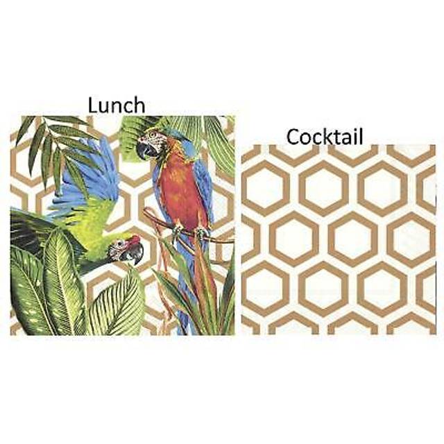 (Cocktail) IHR Tropical Parrots Copper Printed Paper Napkins
