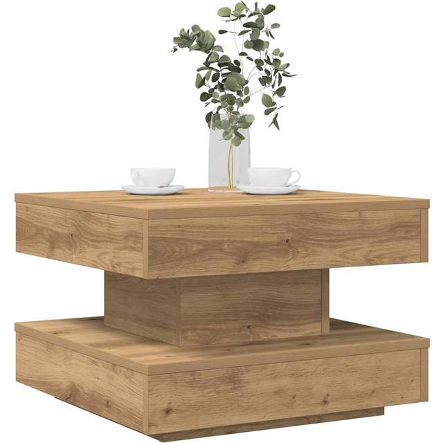vidaXL Coffee Table 360-Degree Rotatable Artisan Oak 50x50x34.5 cm - Brown