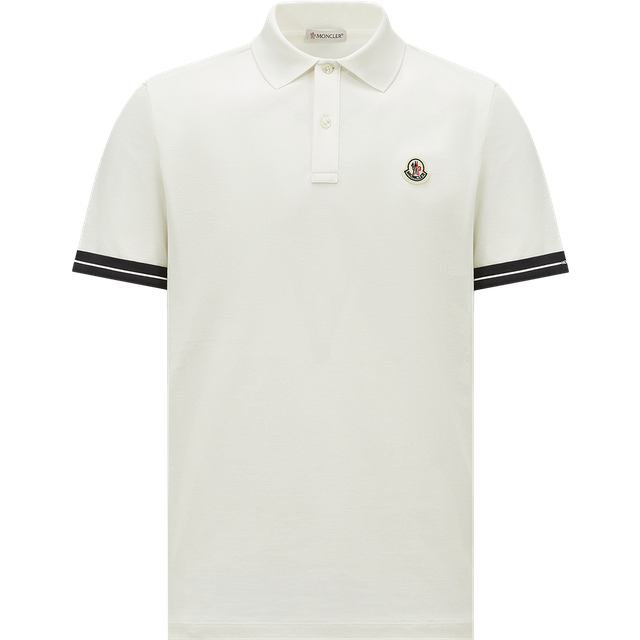 MONCLER COLLECTION Logo Cotton Piquet Polo Shirt, Men, White, Size: 3XL