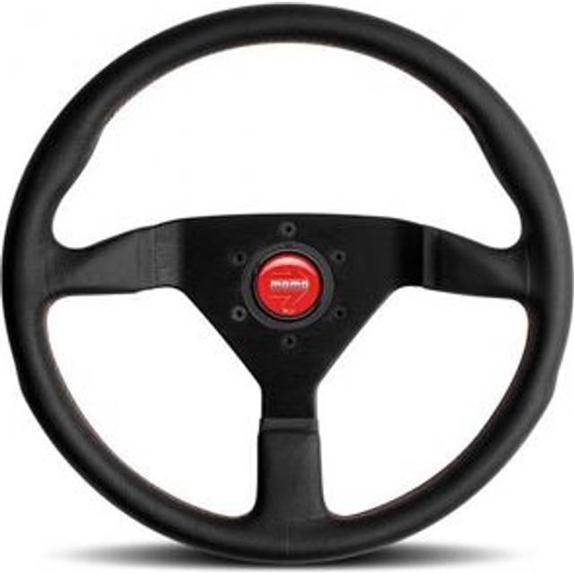 Momo Montecarlo Steering Wheel - 350mm, Black Leather Red Stitching