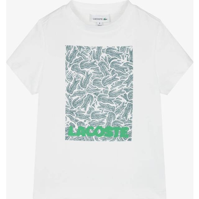 Lacoste Boys White Cotton Graphic T-Shirt - 6 year