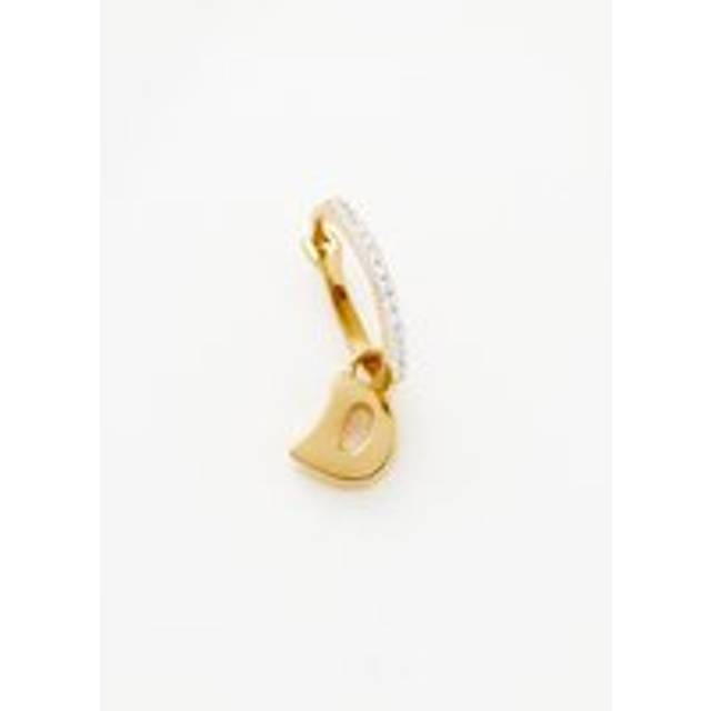 Initial Single Charm Hoop Earring - Initial D | 18ct Gold Vermeil