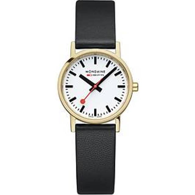 Mondaine Ladies 30mm Classic Black Vegan Leather Strap Watch, Black, Women
