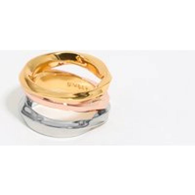 Multicolor textured crossed ring - ROSE GOLD - 16