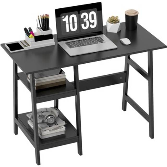 Homcom Computer Writing Desk W/ Shelf Pc Workstation For Home Office Black