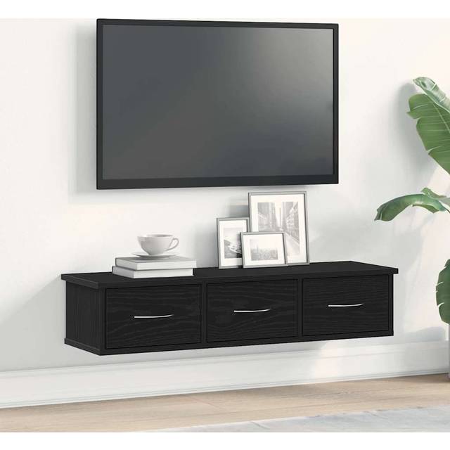 vidaXL Wall Cabinet Black Oak 88x26x18.5 cm Engineered Wood