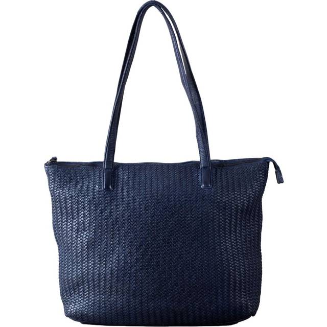 Lakeland Leather Wreay Shopper Womens Shoulder Bag Colour: Navy Woven Lea, Size: One Size