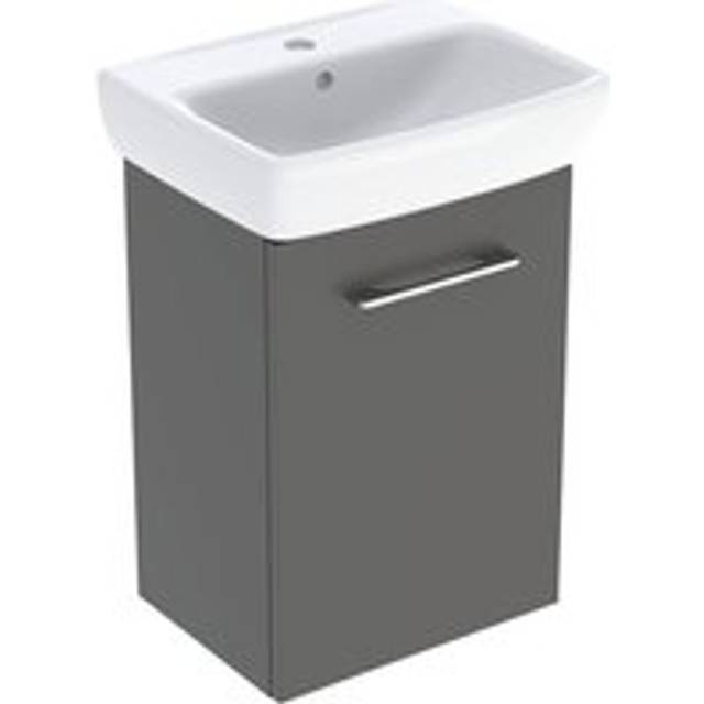 Selnova Wall Hung 1-Door Vanity Unit with Handrinse Basin 450mm Wide - Lava - Geberit