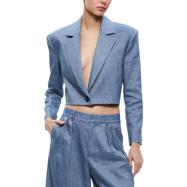 Alice + Olivia Shan Boxy Linen-Blend Blazer