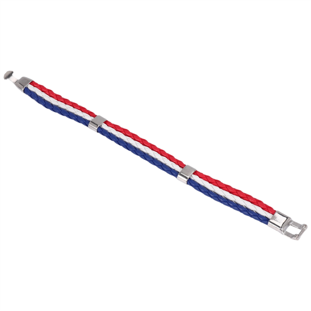 Jewelry Bracelet, France French Flag Alloy, White Red-Blue (Width 14 Mm, Length 23 Cm)