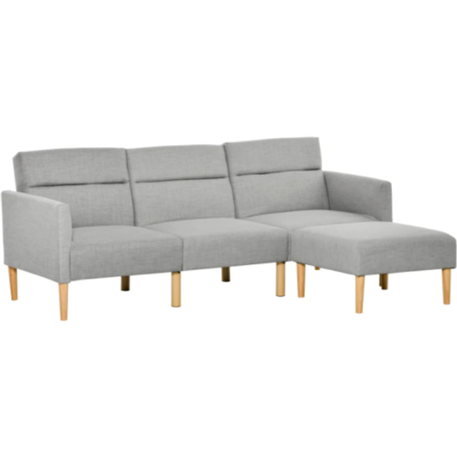 HOMCOM Upholstered Sofa bed Reversible Sectional Sofa Set linen-Touch Sleeper