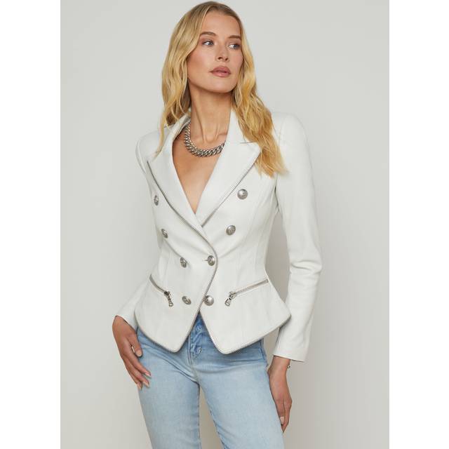 L'AGENCE Ottilie Leather Blazer In White - 10