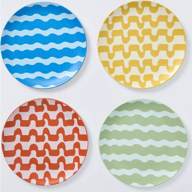 John Lewis Dolce Vita Recycled Plastic Picnic Dinner Plate, Set of 4, 25cm, Multi