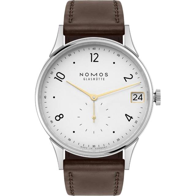 Nomos Glashutte Minimatik 39 Date Gold Sapphire Crystal Watch
