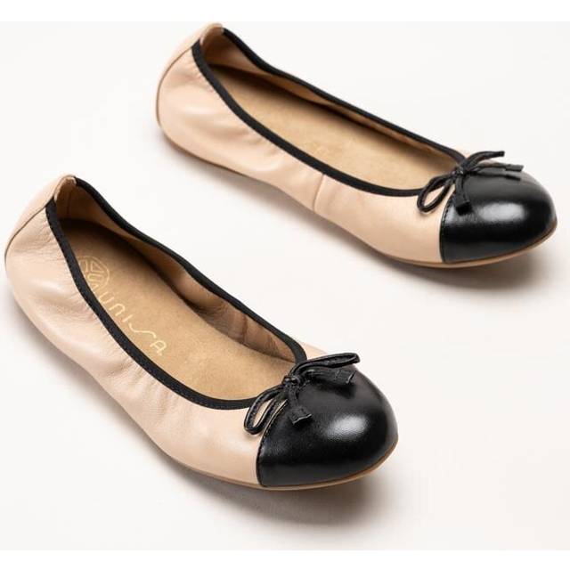 Unisa - Aylaflex_25 - Beige ballerina i skinn med svart tå storlek 40 - Skin/Black (40)