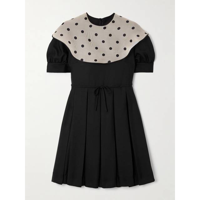 Valentino Garavani - Polka-dot Silk-shantung Mini Dress - Black -  IT 44