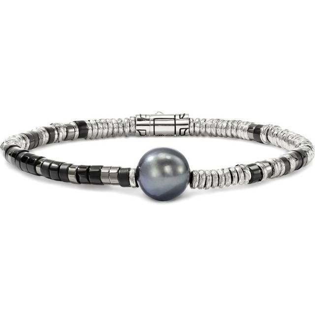 John Hardy - Heishi bracelet - unisex - Pearl/Sterling Silver/Onyx - M