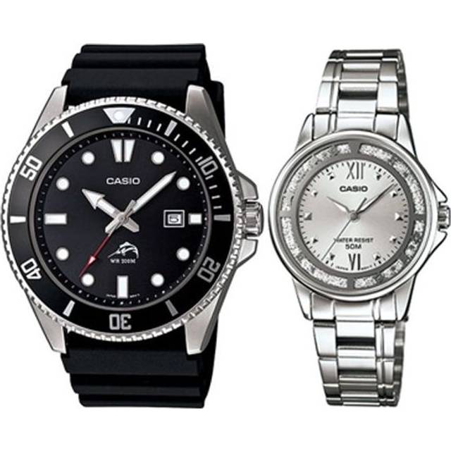 CASIO Couple Waterproof Sports Stainless Steel Strap Black/Silver Analog - TO BE CONFIRMED - Free