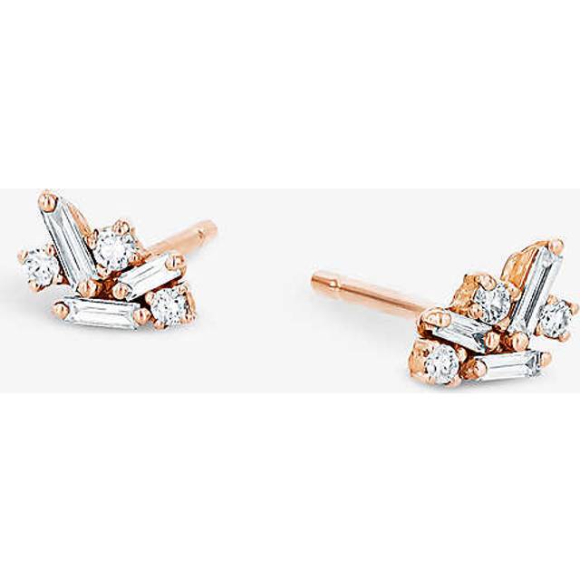 Suzanne Kalan Womens 18k Rose Gold Fireworks 18ct Rose-gold and 0.14ct Brilliant Baguette-cut Diamond Earrings - 18K ROSE GOLD