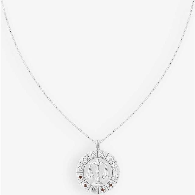 Astrid & Miyu Womens Silver Libra Bold Zodiac Plated Recycled 925 Sterling-silver Necklace - SILVER