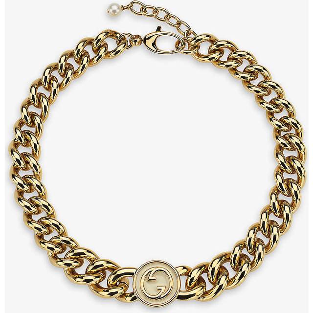 Gucci Womens Yellow Gold Blondie Interlocking G-charm Chunky Gold-toned Metal Necklace 41cm - YELLOW GOLD