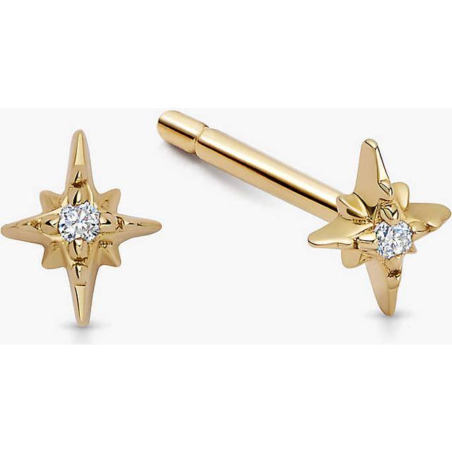 Astley Clarke Womens Solid Yellow Gold Mini North Star 14ct Yellow-gold and 0.007ct Lab-grown Diamond Stud Earrings 1 Size - SOLID YELLOW GOLD