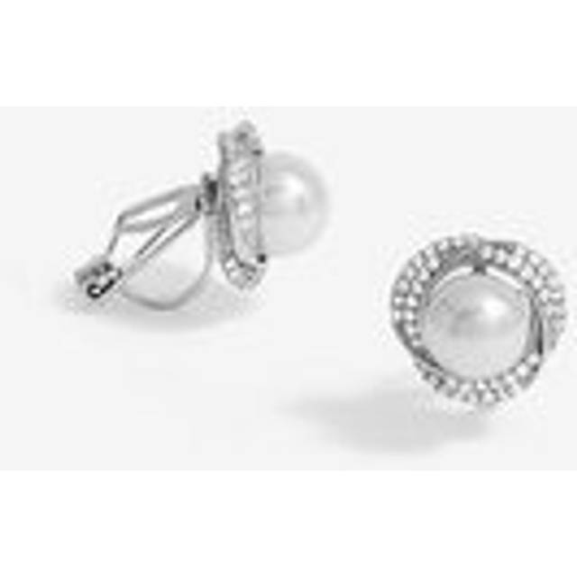 Jon Richard Cubic Zirconia and Pearl Clip Earrings, Silver