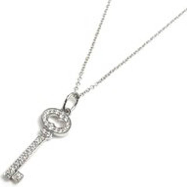Womens Preloved Diamond Key Pendant Necklace Wo - Silver - Grey - One Size