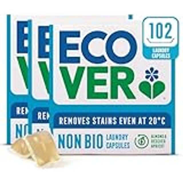 Ecover Non-Bio Washing Capsules - Laundry Capsules/Tablets - Laundry Detergent with Clean and Fresh Almond & Rescued Apricot Scent, 3X Pack of 34