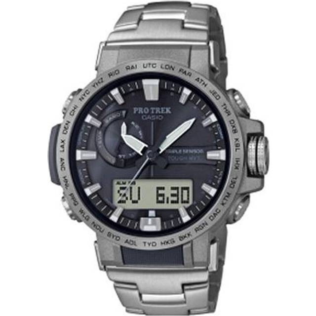 CASIO Waterproof Sports Solar Powered Shockproof Mens Gray Analog PRW-60T-7APR - Grey - Free